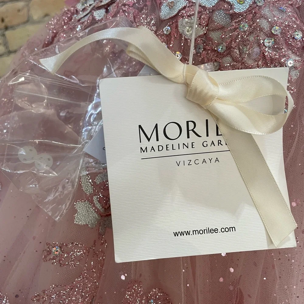 Mori Lee Quiceanera Sweet 16 Pink One Shoulder Ball Gown, sz 18 - Picture 5 of 8